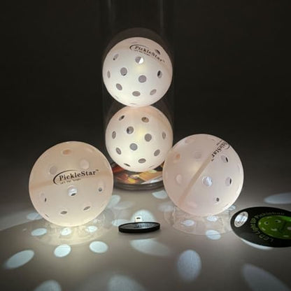 PickleStar Gen 2 Premium LED Pickleball Balls - Next-Generation Glow & Perfectly Balanced Bounce for Advanced Players, Robust and Reliable, 4 Pack with Long-Life Batteries - color: Soft Ivory