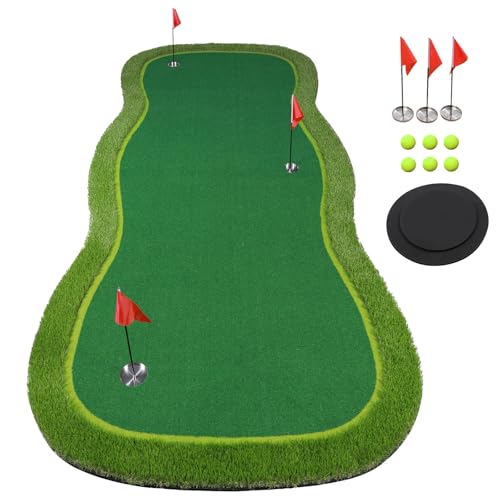 Golf Putting Green/Mat-Golf Training Mat- Professional Golf Practice Mat- Green Long Challenging Putter for Indoor/Outdoor - style: 5x12ft mat