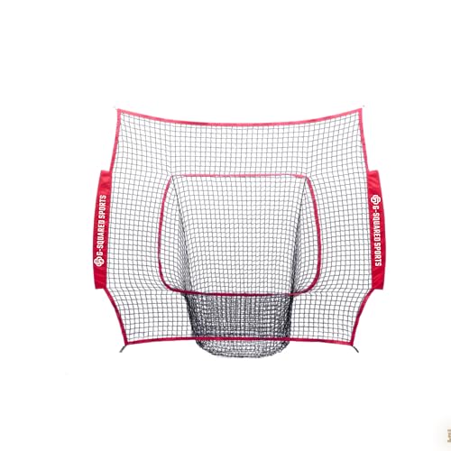 Baseball & Softball Replacement Net 7ft x 7ft (NET ONLY), Heavy Duty Knotless for Pitching, Hitting & Throwing Practice, Fits 7x7ft Training Net Frames - color: Red