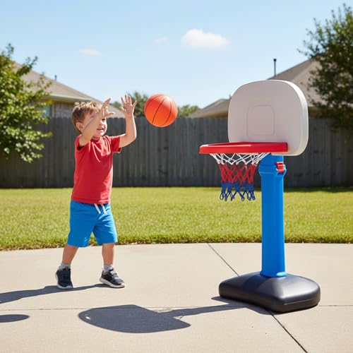 Basketball Net Compatible with Little Tikes – 12 Loops Professional Basketball Net Replacement, Heavy Duty Outdoor Basketball Hoop Net, Red-White-Blue