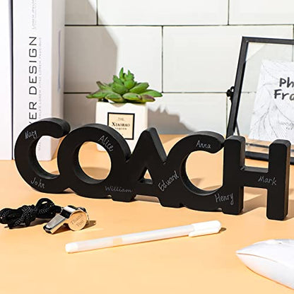 Amyhill 9 Pcs 2026 Graduation Gifts for Coach Football Soccer Coaches Gifts Thank You Coach Wood Sign Whistle Stainless Steel Whistle with Rope White Marker Pen for Men Women Sports Graduation Gift