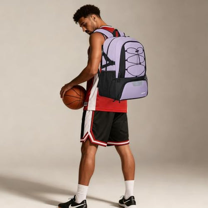 Goloni Basketball Backpack,Large Sports Bag with Ball Compartment & Shoe Compartment,Basketball Bag Fit Volleyball, soccer,Gym - color: Light Purple