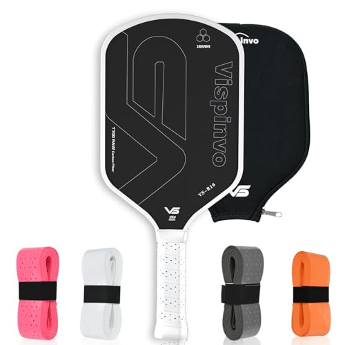 Carbon Fiber Pickleball Paddle USAPA Approved, 16MM T700 Thermoformed Pickleball Paddle with Polypropylene Honeycomb Core, Foam Injected Edges Designed for Ultimate Spin & Consistency - color: White