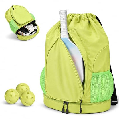 Pickleball Backpack for Women, Fit 2 to 4 Paddles, Pickleball Backpack with Shoe Compartment, Pickle Bag as Gifts for Beginner, Large Capacity Pickle Ball Bag with Paddle Cover Pocket - color: Green