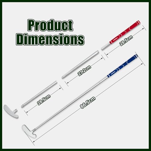 FUNGREEN Golf 2PCS/Pack Two-Way Putter Club for Right or Left Handed Golfers Foldable Alloy Rod Head Adults Golf Putter - 34" Length - color: Blue and Red