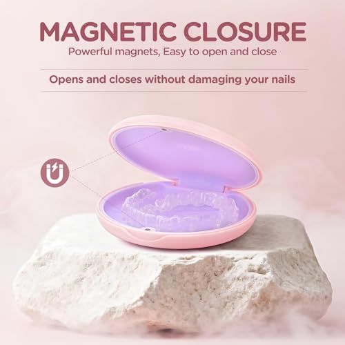 2 Pack Retainer Case Ultra-slim Aligner Case with Vent Holes Removable Inner Tray Silicone for Easy Cleaning (2Pack Pink Purple) - color: 2Pack Pink Purple
