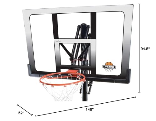 Lifetime Outdoor Basketball Hoop - 52 in Shatterproof Backboard, Adjustable