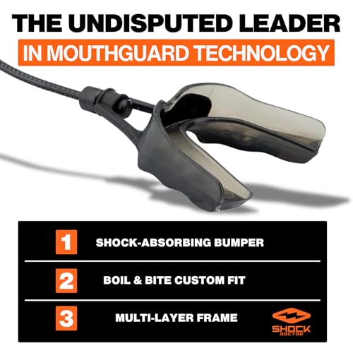 Shock Doctor Mouth Guard, Custom Fit Football Mouth Guard, Moldable Mouth Guard Boxing, Lacrosse, Hockey, MMA, Football & More, Mouthpiece, Mouthguard Sports, Adult & Youth - size: Adult - STRAPPED (Pack of 2)