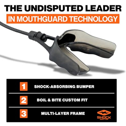 Shock Doctor Mouth Guard, Custom Fit Football Mouth Guard, Moldable Mouth Guard Boxing, Lacrosse, Hockey, MMA, Football & More, Mouthpiece, Mouthguard Sports, Adult & Youth - size: Adult - STRAPPED (Pack of 2)