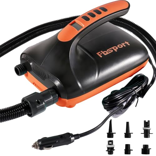 Electric Paddle Board Pump, 20PSI SUP Air Pump with Inflation & Deflation Functions & 12V DC Car Connector, Portable Quick Inflator for Inflatable Paddleboard, Kayaks, Boats and Air Mattresses - color: Orange
