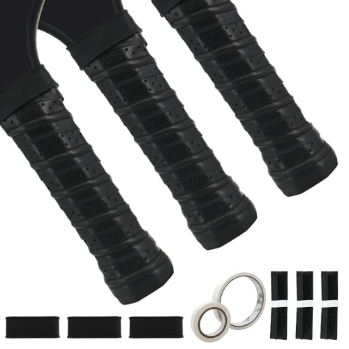 Pickleball Grip Tape 3pcs Overgrip Pickleball Paddle Grip Tape with Raised Ridge Replacement Grip Wrap Accessory for Pickleball Paddle Handle - color: Black