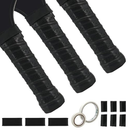 Pickleball Grip Tape 3pcs Overgrip Pickleball Paddle Grip Tape with Raised Ridge Replacement Grip Wrap Accessory for Pickleball Paddle Handle - color: Black
