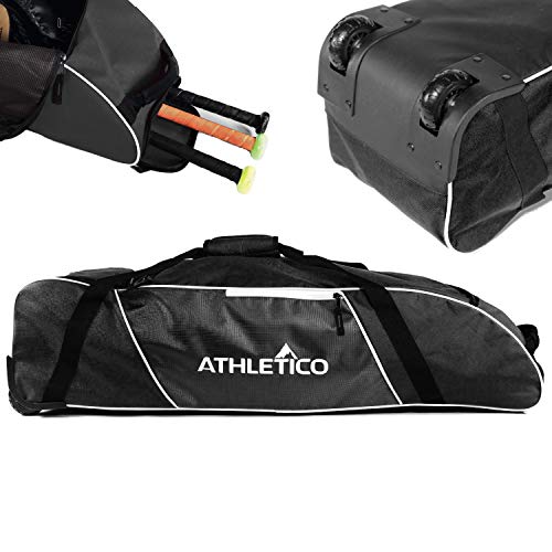 Athletico Rolling Baseball Bag Black - color: Black