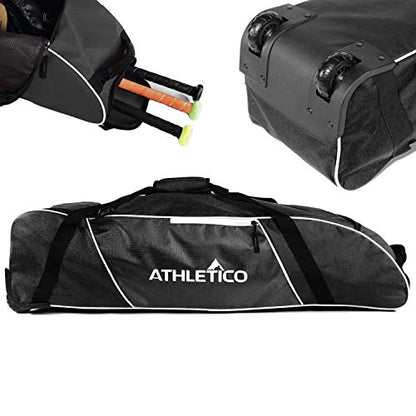 Athletico Rolling Baseball Bag Black - color: Black