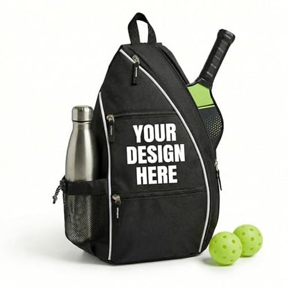 Personalized Pickleball Bag - Custom Paddle Backpack with Name or Logo, Crossbody Reversible Sling for Men & Women with Fence Hook and Water Bottle Holder