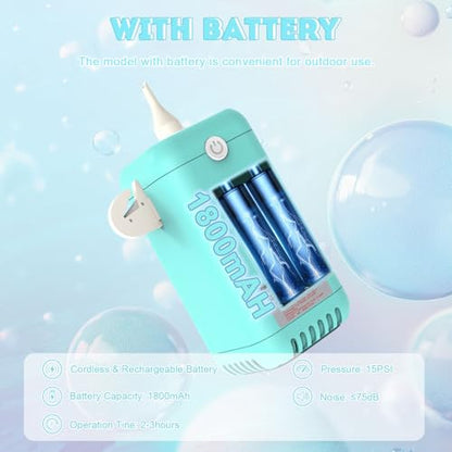 Balloon Pump Electric Air Pumps, 2-in-1 Electric Air Balloon Pump，Balloon Inflator for 260q,Foil, Latex Balloons and Sport Balls - style: Sky Blue with Battery