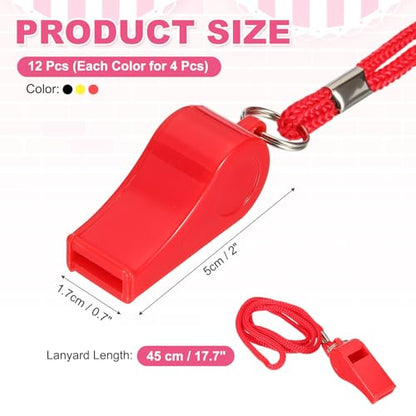 Whistles with Lanyard, Training Sports -Fitting for (Coaches/Referee/Outsides/Team Events) - color: Black,Red,Yellow
