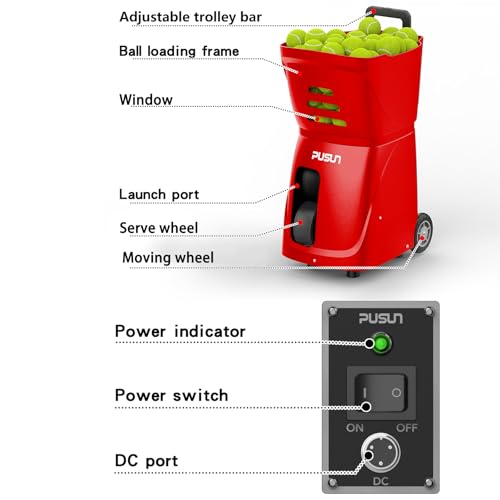 PT-SMART Tennis Ball Machine - Smart App for Apple Watch & Phone Control, Tennis Ball Launcher with 20 Landing Points, 12 Training Modes & 4-6h Battery Life, Tennis Serving Machine