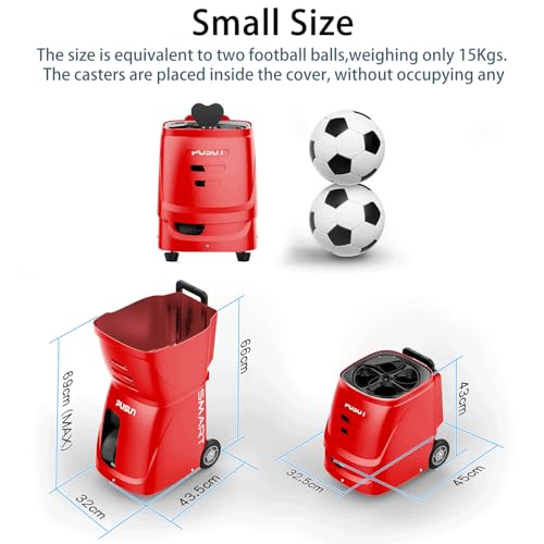 Tennis Ball Machine PT-Smart, 100+ Ball Capacity,Remote-Controlled/APP, Adjustable Speed & 12 Fixed Modes, Portable Training Equipment for Enthusiasts, Pros & Beginners - color: Red