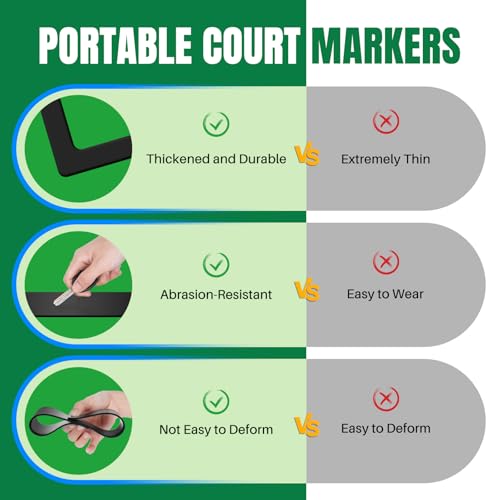 Hikeen Court Lines Marker Kit Anti-Slip and Wind-Resistant Throw Down Markers 28pcs or 84pcs, Pickleball Net Court for Outdoor Indoor Court