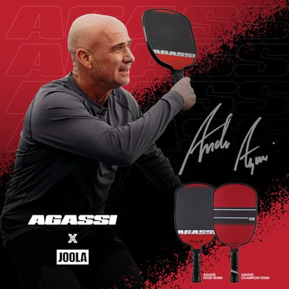 JOOLA Agassi Edge 16mm Pickleball Paddle - Carbon Fiber Pickleball Racket Surface Increases Spin & Control - Agassi Shape with Extended Sweet Spot - UPA-A Certified - USAP Approved - NFC Chip Enabled - color: Single | 16mm Carbon | Agassi Edge