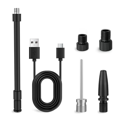 Woowind Presta and Schrader Valve Adapter Ball Needle with USB Cable, Application for Car,Bike,Ball