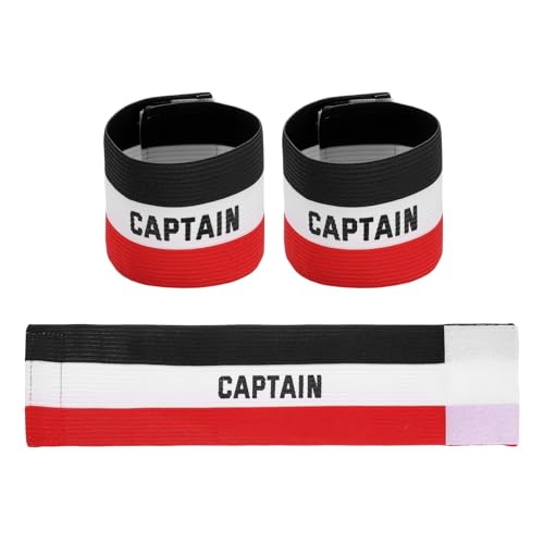 Soccer Captain Armbands, Adjustable Captain Bands Soccer Elastic Armband - color: Blue,White,Red