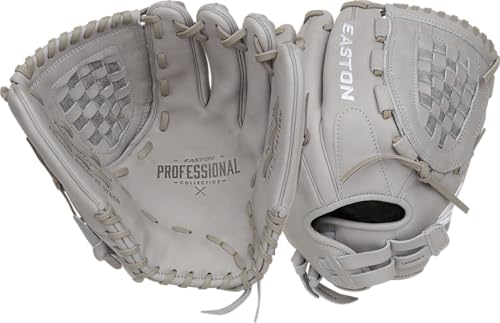 Easton | Professional Collection Fastpitch Softball Glove | Sizes 11.5" - 13" | Multiple Styles - color: Grey | Basket Web, size: 12.5" | Utility