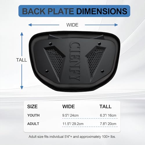 Football Back Plate, Lower Backplate with Hard Shell, High Impact Padding and Durable Adjustable Straps for Youth and Adults - color: Black, size: Adult