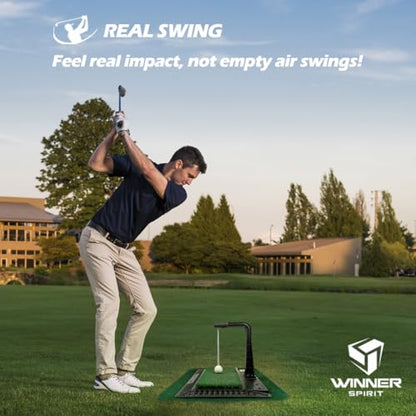 WINNER SPIRIT Real Swing 300 Golf Swing & Hitting Trainer, True Impact, Checking Path After Swing Practice Mat Groover Training Aid, Height Adjustable