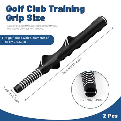2 Pack Golf Grip Trainer Right Hand, Black Rubber Golf Training Grip Corrector, Standard Golf Grip Aid for Swing Practice Men Women Beginner Correct Posture (2)