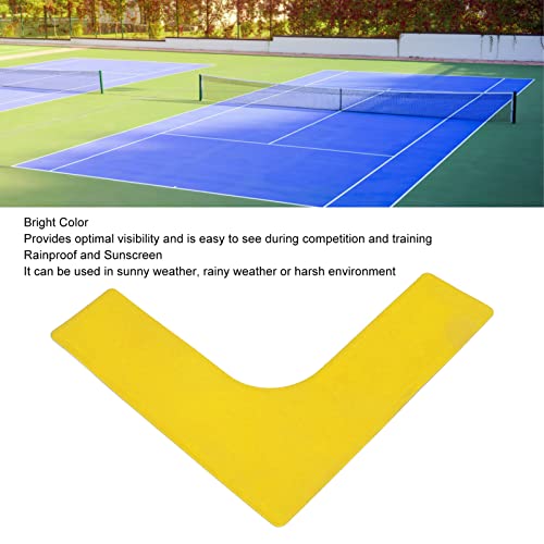10 PCS Durably Tennis Court Line Boundary Markers with Right Angle Plane Landmark, Sunscreen, for Football Badminton and Other Games (Yellow)