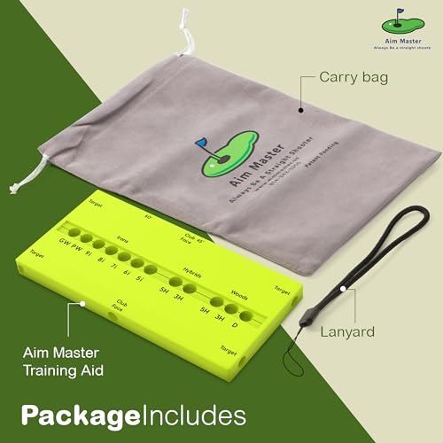 Golf Swing Training Aid - Durable Alignment Stick Golf Training Aid with Lanyard, Golf Swing Trainer with Ball Positioning, Rotational & Striking Drills