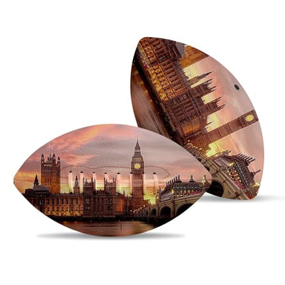 American Football, Official Size 11.9 x 7.3 Inch, Premium Composite Leather High-Grip Ball with Pro-Style Lacing, Unique Prints for Training, Games & Gifts - color: London by Night