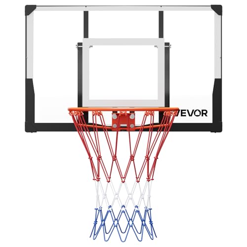 VEVOR Basketball Hoop, 44 54 Inchs PC Backboard Wall Mounted, Basketball Portable Hoop & Goal, Indoor & Outdoor with Hand-Crank Adjustment, Classic Basketball Court, Teens, Adults, Schools, Parks - color: Black Goal 44in