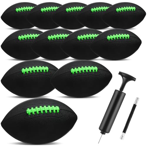 Syhood 12 Pack Composite Leather Footballs Official Size Footballs Bulk Leather Inflatable Football with Pump Regulation Highschool College Football for Training and Recreational Play - color: Black, size: Size 6