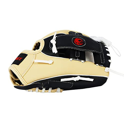 PHINIX Tee Ball Glove with Soft Baseball for Kids Play & Training 8.5"-10" - color: Right Hand Throw-Black/Cream/White, size: 8 1/2 "