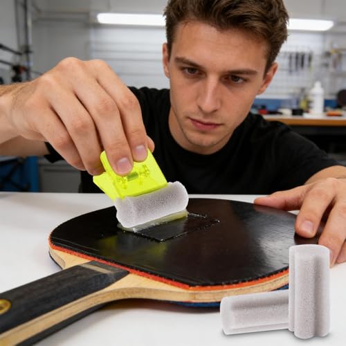 Table Tennis Racket Wipe Brush, with Clamp Absorbent Professional Replacement, Table Tennis Racket Glues Sponge, Secure Clamp Deep Cleaning Absorbent for Professionals Enthusiasts Beginners