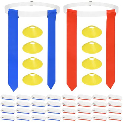 DkOvn Flag Football Set, Flag Football Belts with Flags, Easy Tear Away Belt for Youths, Adult Players of Flag Football - color: 28pcs(14 Blue+14 Red)