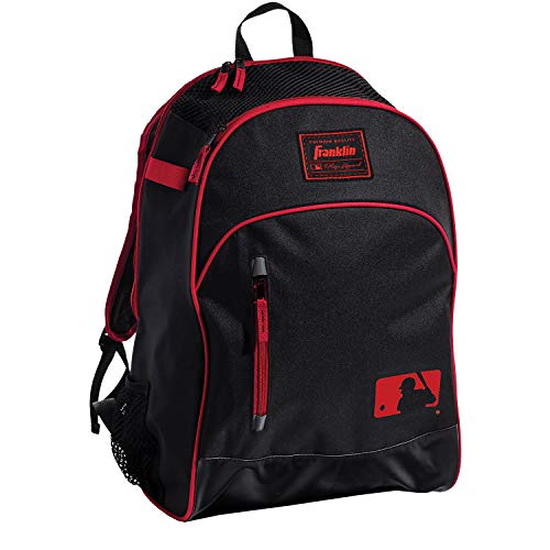 Franklin Sports Kids MLB Baseball Batpack Bag - Youth Baseball, Softball + Teeball Backpack - Sports Equipment Bag for Kids + Toddlers - Holds (2) Teeball + Baseball Bats + Includes Fence Hook - color: Black/Red