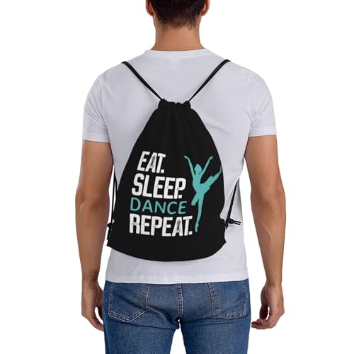 Eat Sleep Dance Repeat Unisex Drawstring Backpack Bag Sport Gym Travel Swim Sackpack - color: Eat Sleep Dance Repeat