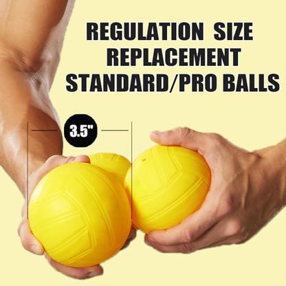 Spike Replacement Game Balls 3-Pack with Pump Compatible with Spike Standard Game Set and Other Round Net Game | Lawn Beach Volleyball | Strong Bounce Ball (3.5inch)
