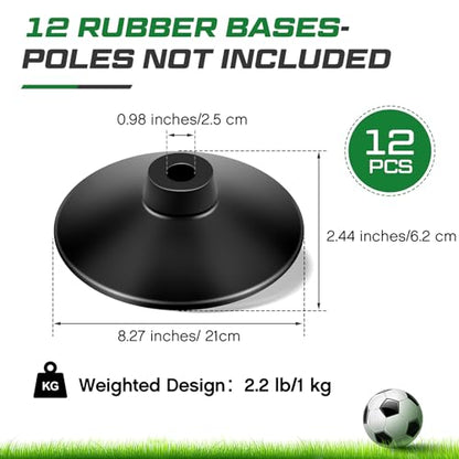 Landical Weighted Slalom Pole Rubber Bases for Soccer Agility Poles 2.2 lb Pole Base for Soccer Training Equipment Set Accessory Lacrosse Field Hockey Track Field