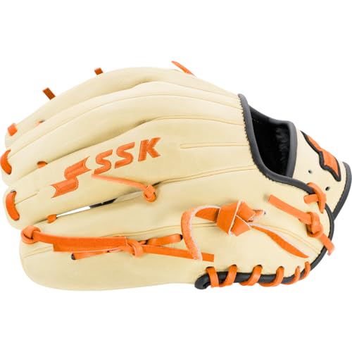 SSK Z5 Craftsman Infield Baseball Glove – 11.25” - 11.5” - 11.75” - 12” – Right & Left Hand Throw - color: Camel/Black/Orange, size: 11.5" - Right Hand Throw