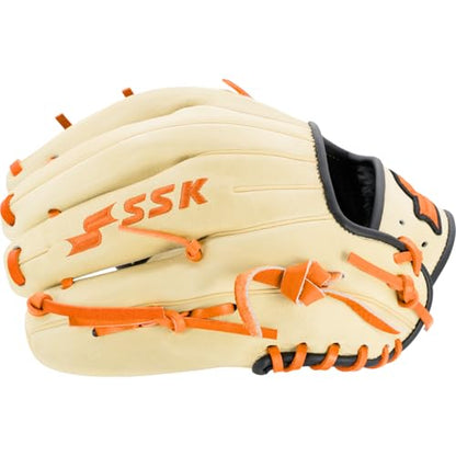 SSK Z5 Craftsman Infield Baseball Glove – 11.25” - 11.5” - 11.75” - 12” – Right & Left Hand Throw - color: Camel/Black/Orange, size: 11.5" - Right Hand Throw