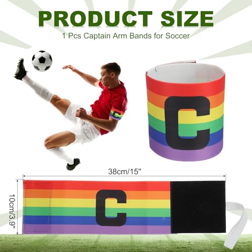 PATIKIL Soccer Captain Armband, Captain Arm Bands for Soccer Elastic Captain C Arm Bands Sports Captain Armbands for Youth Adult Football Team Training - color: Rainbow
