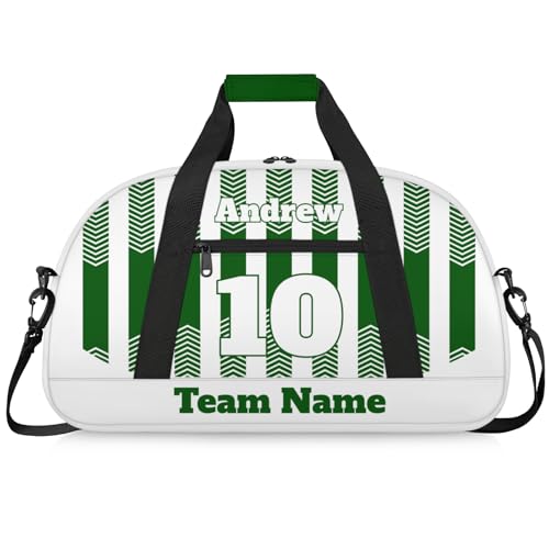 Basketball Soccer Gifts for Boys Girls - Custom Sports Duffle Bag, Personalized Name & Team Bag, Water-Resistant Gym Bag for Basketball, Soccer, Volleyball | Y-Green White - color: Y-Green White