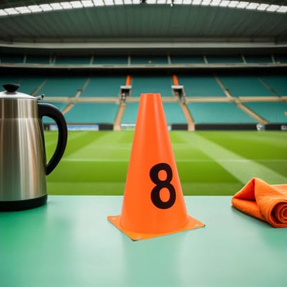 10pcs Soccer Agility Training Cones Set, 23cm Plastic Numbered Spot Markers 0-9 for Football Field Drills and Speed Agility Exercises