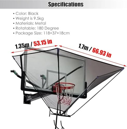 Basketball Practice Network Basketball Return Attachment for Hoop Metal, Basketball Training Equipment for Youth Defender Kids, 180° Basketball Return Chute, Black