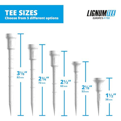 LIGNUM Unbreakable Microwood Golf Tees 50x More Durable/Adjustable Golf Tee/Innovative Wood Fiber and Natural Adhesives/Golf Tee, Golf Tees, Tees Golf, Golf Ball Tees - color: White, size: 3 1/8" (82mm) (10+2 boost discs)